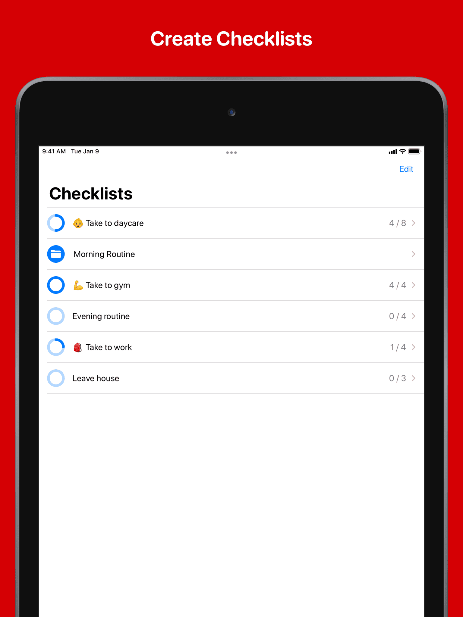 iPad Showing Checklists